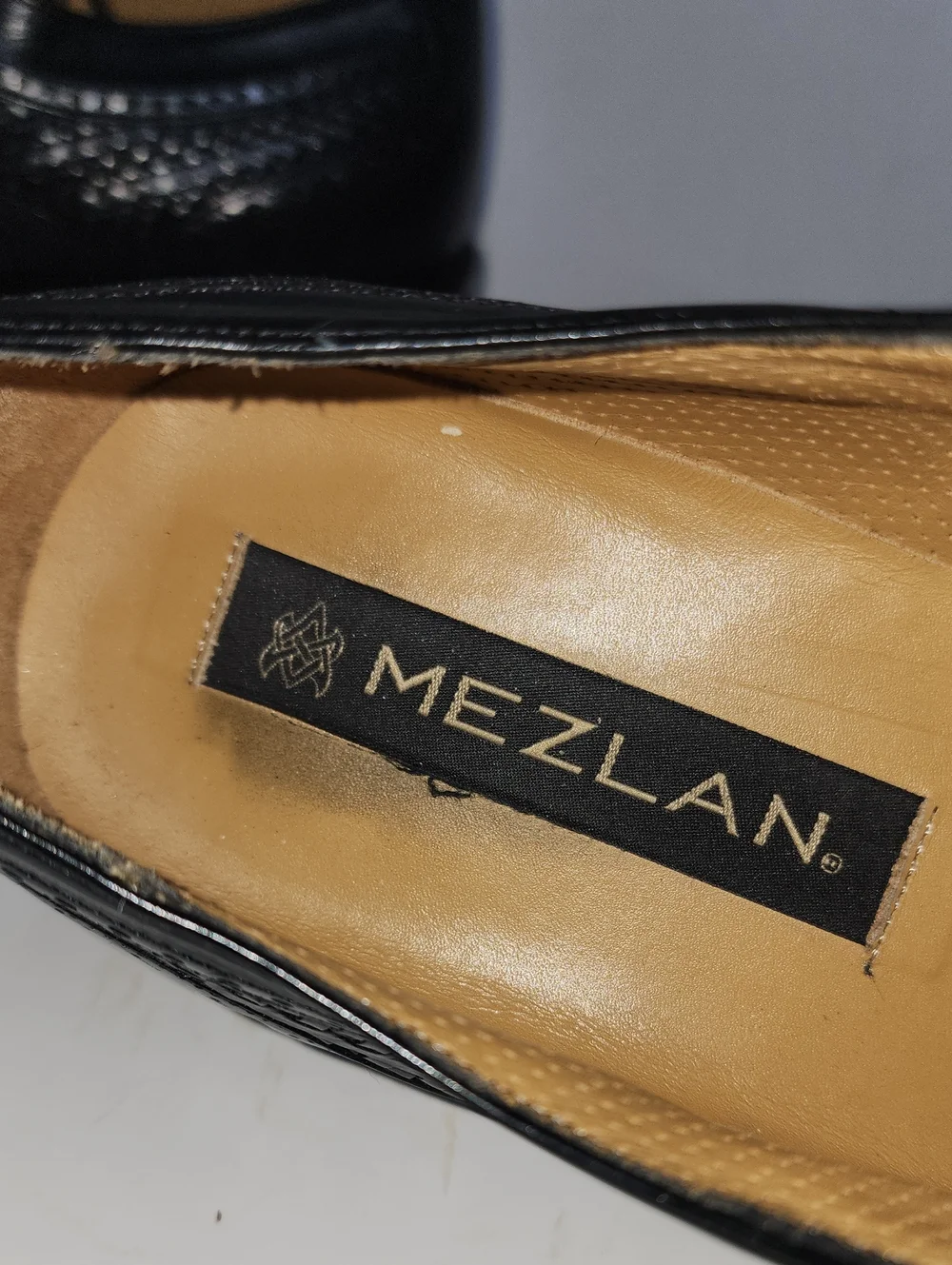 Mezlan Woven Leather Dubai Black Cap Toe Oxfords Size 9.5 Made In Spain